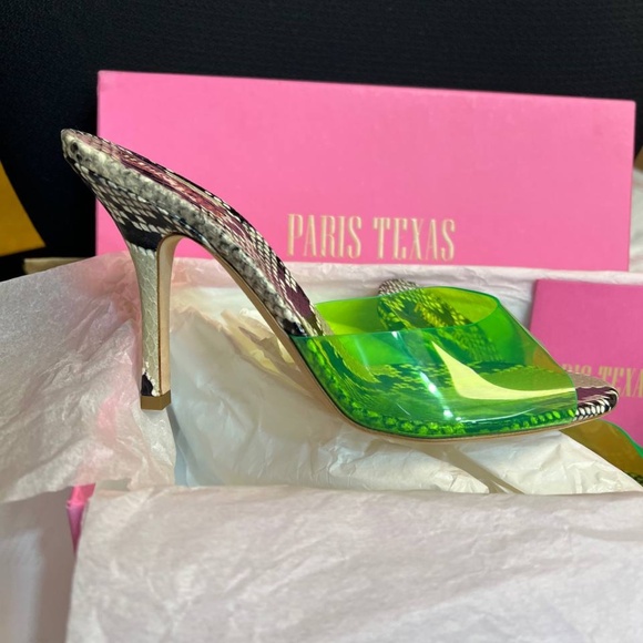 PARIS TEXAS Penelope 95mm Snake Print Mules 39 size - Picture 4 of 10